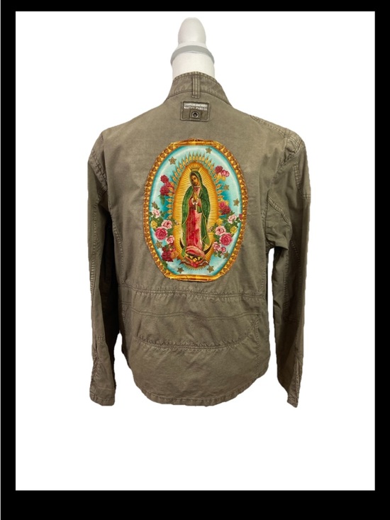 Nautica Jackets & Blazers - Our Lady of Guadalupe Virgin Mary Upcycled Jacket Womens Medium Green Bomber Y2K